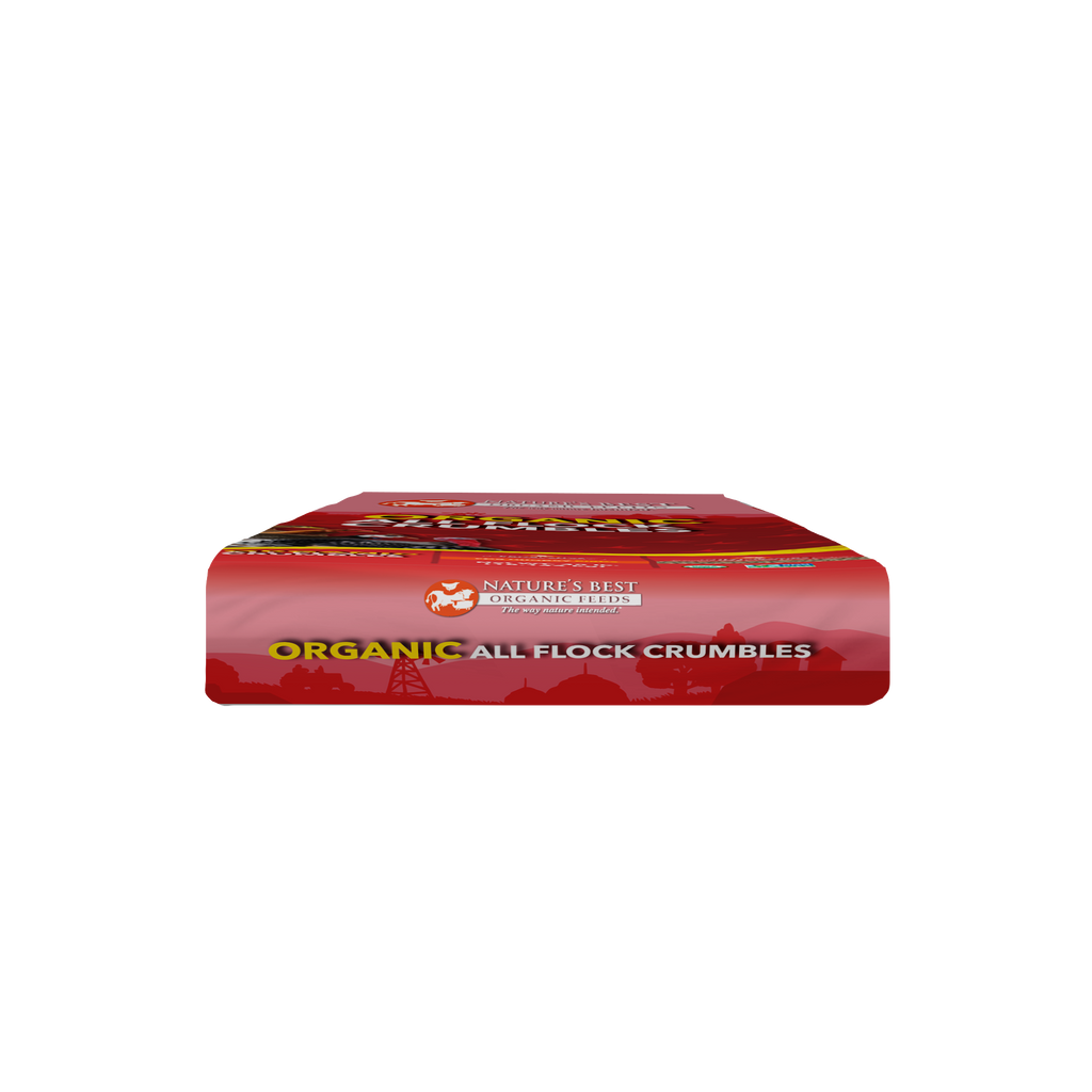 Nature’s Best Organic All Flock Crumbles bag shown flat, red packaging.